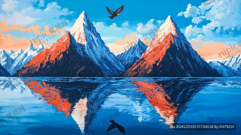 山水飛鳥意境山水
