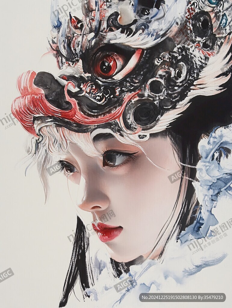 裝飾畫水彩花旦手繪