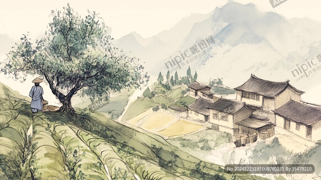采茶插畫