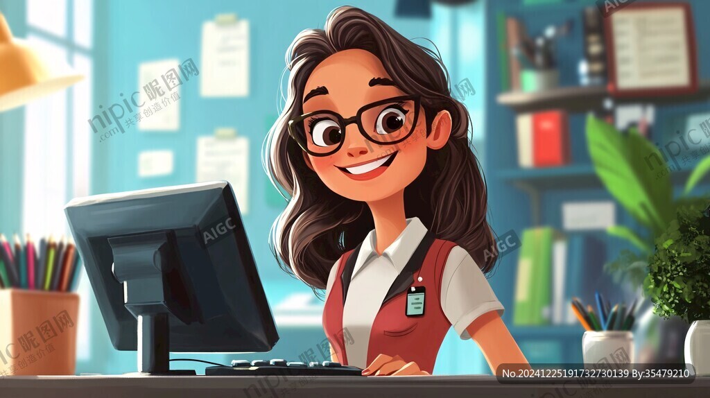 女生工作插畫