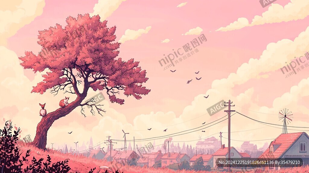秋天風(fēng)景插畫