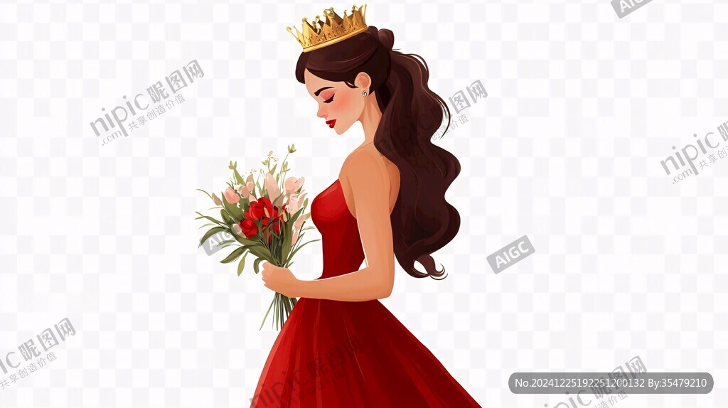戴皇冠的女人插畫