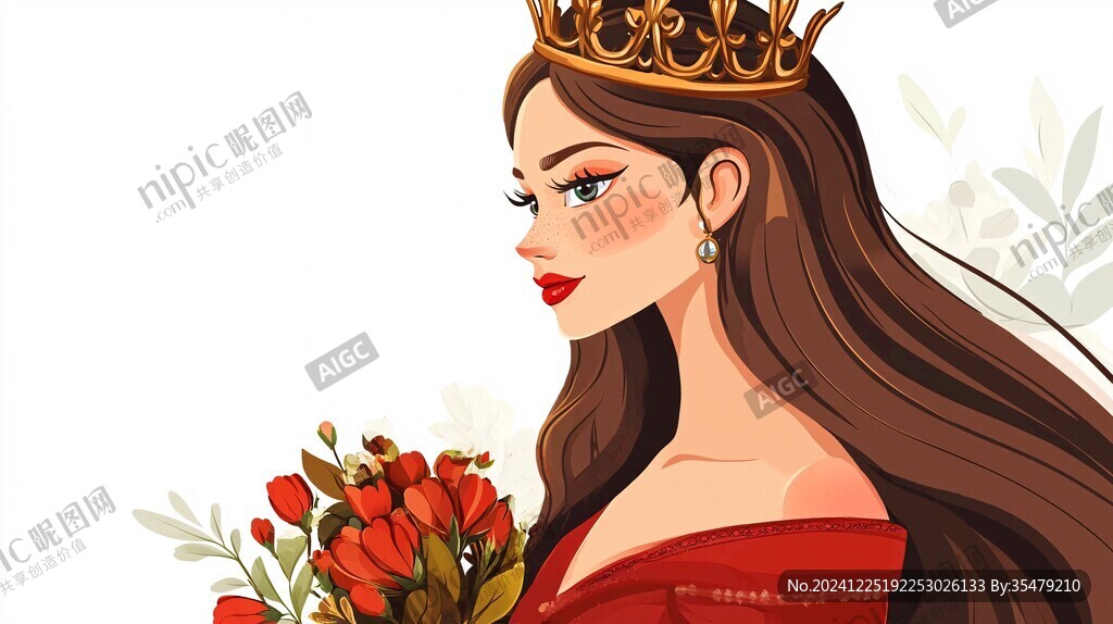 戴皇冠的女人插畫