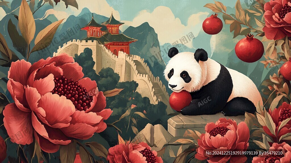 十二花神熊貓文創(chuàng)插畫