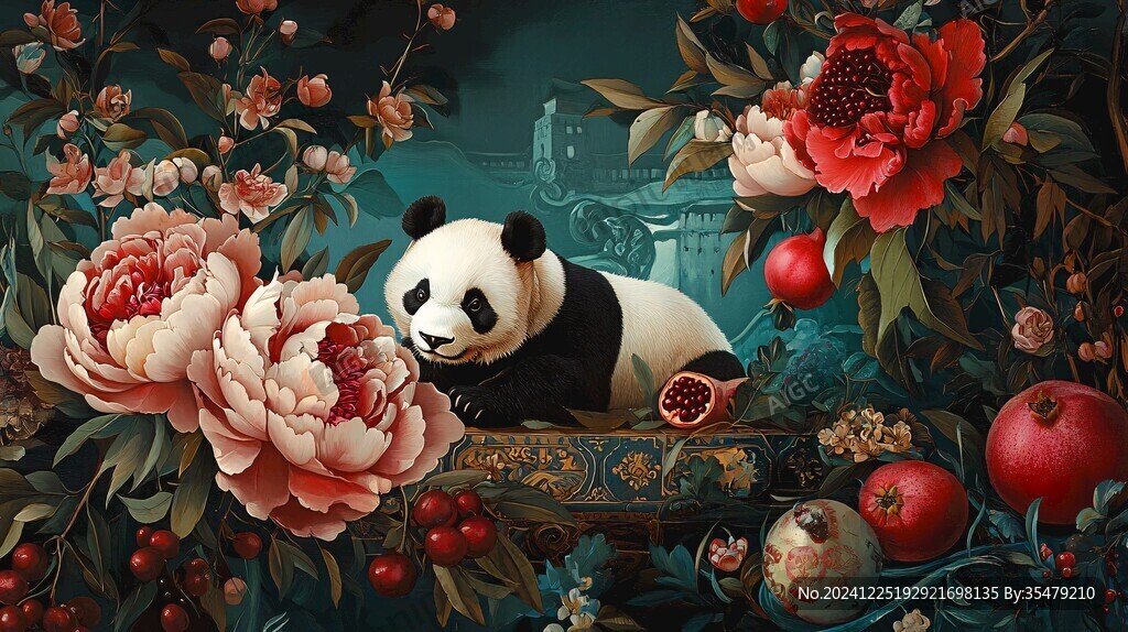 十二花神熊貓文創(chuàng)插畫