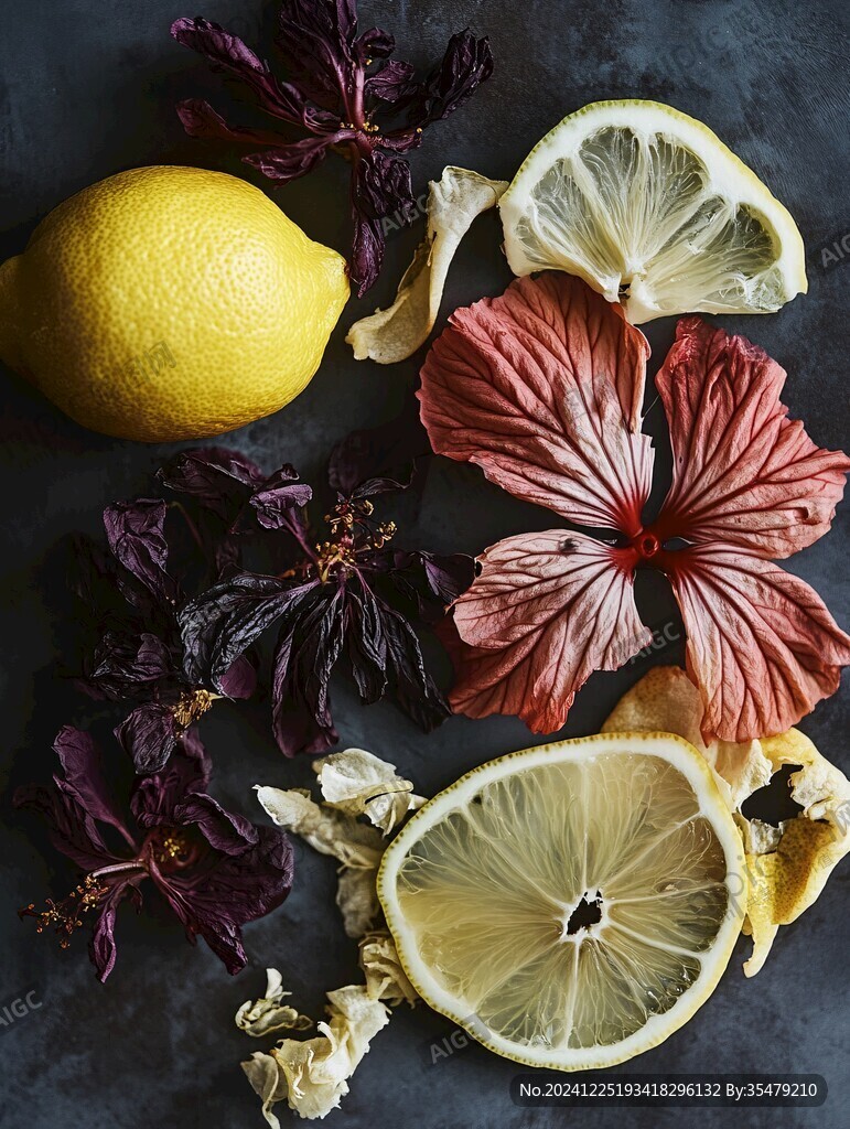 檸檬片玫瑰花菊花