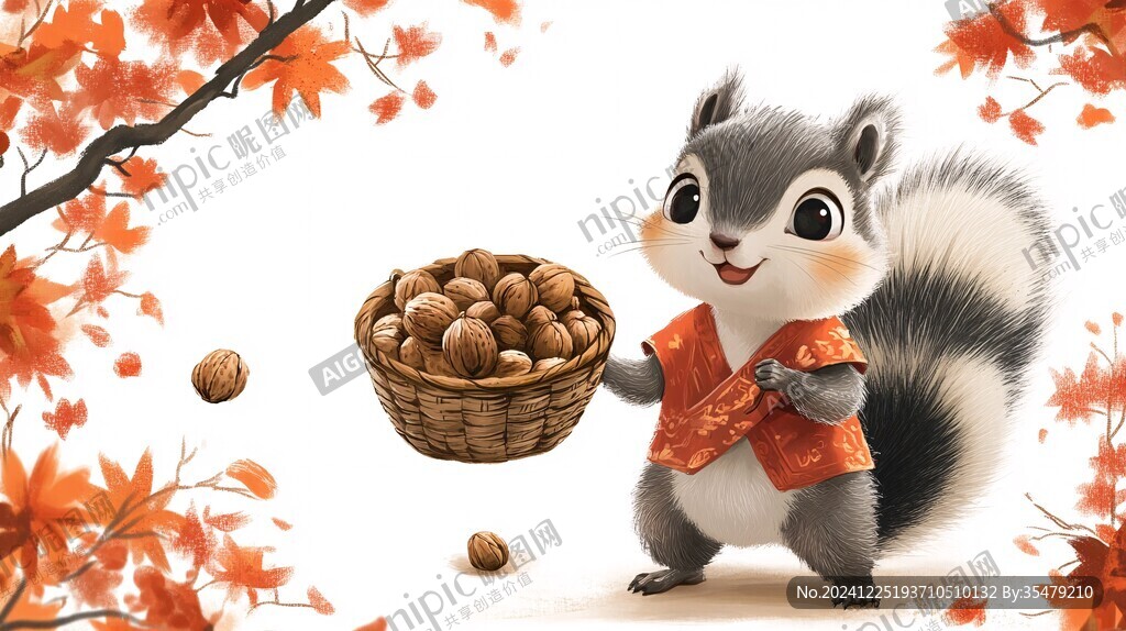 松鼠零食包裝插畫