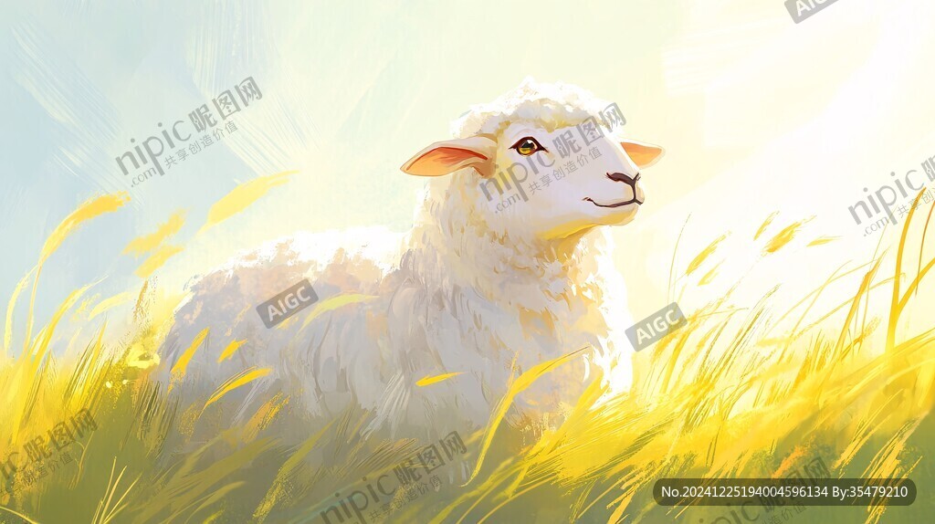 草原綿羊插畫