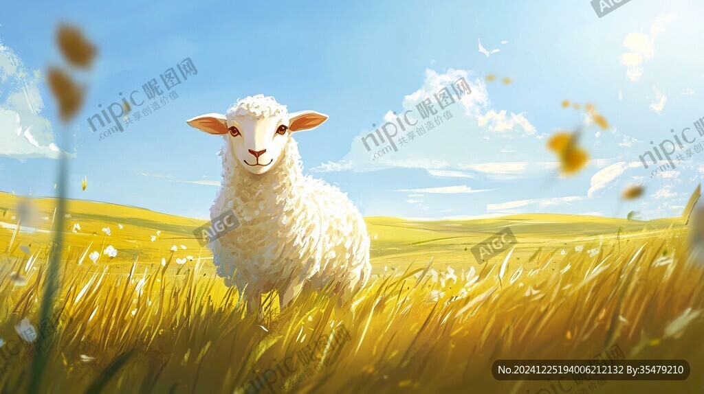 草原羊插畫