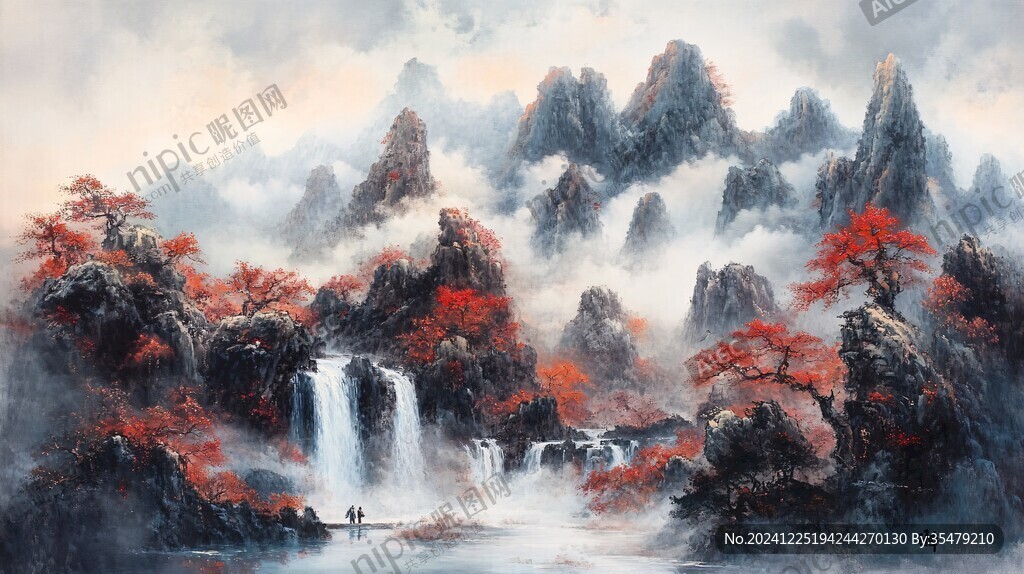 流彩山水風(fēng)景畫