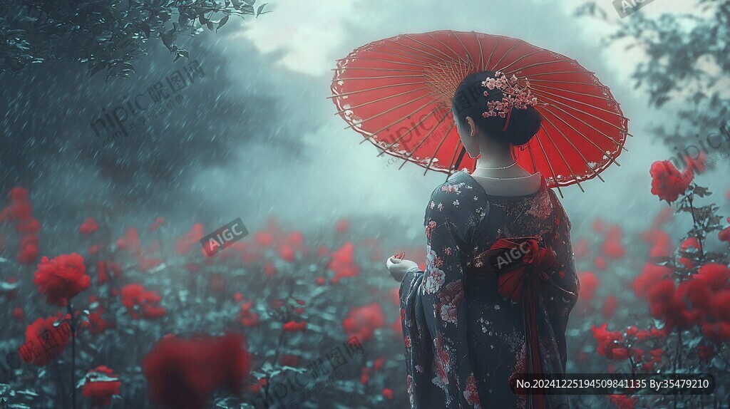 花間紅傘