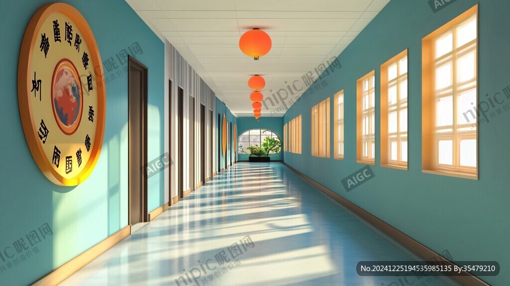 學(xué)校長廊效果圖
