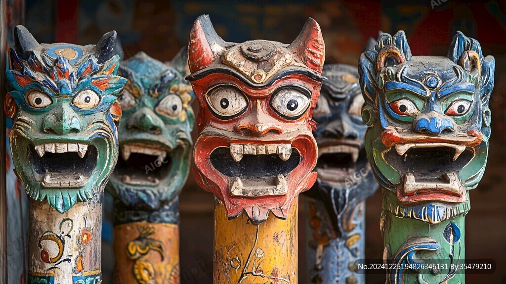 泥塑獸頭