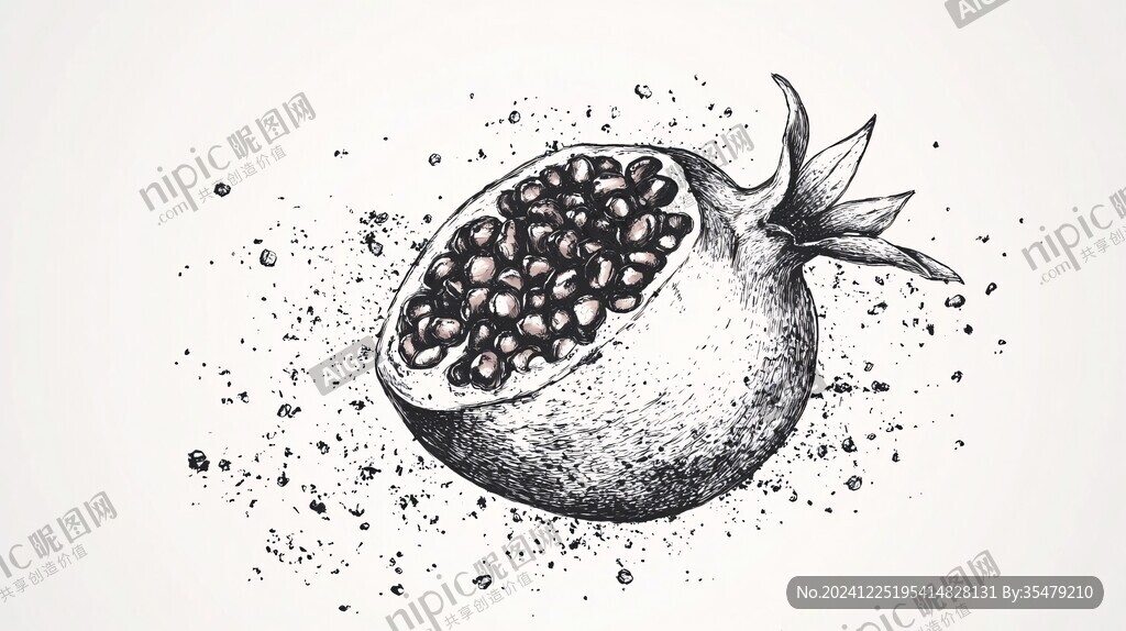 石榴版畫(huà)效果插畫(huà)