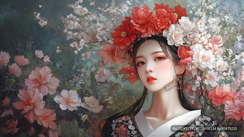 唯美少女與花系列