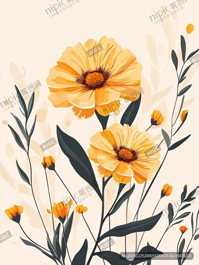 金盞花插畫