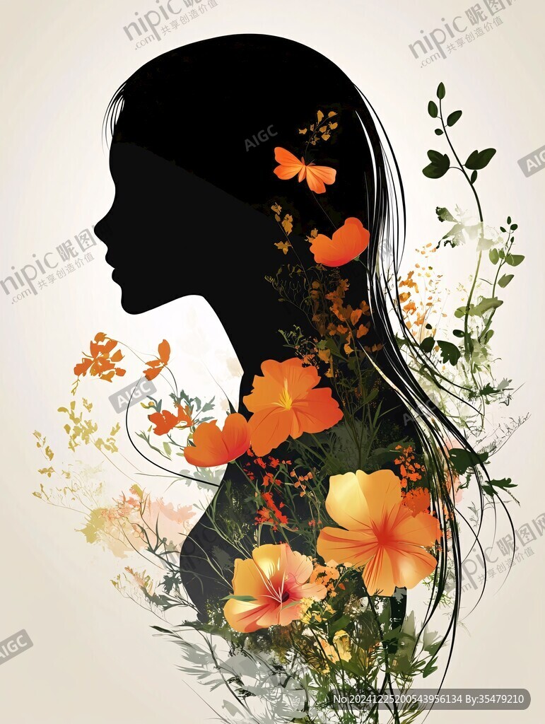 蝴蝶花朵女孩