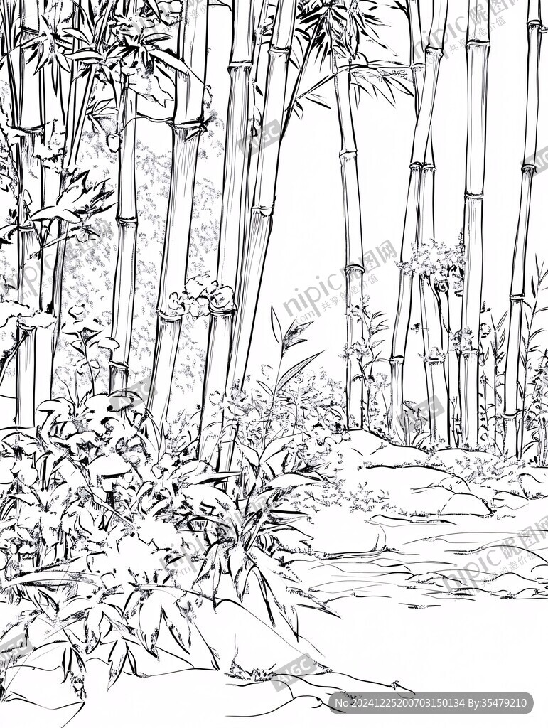 白描竹圖