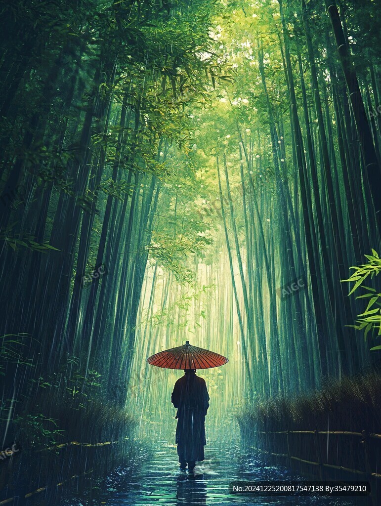 竹林雨景