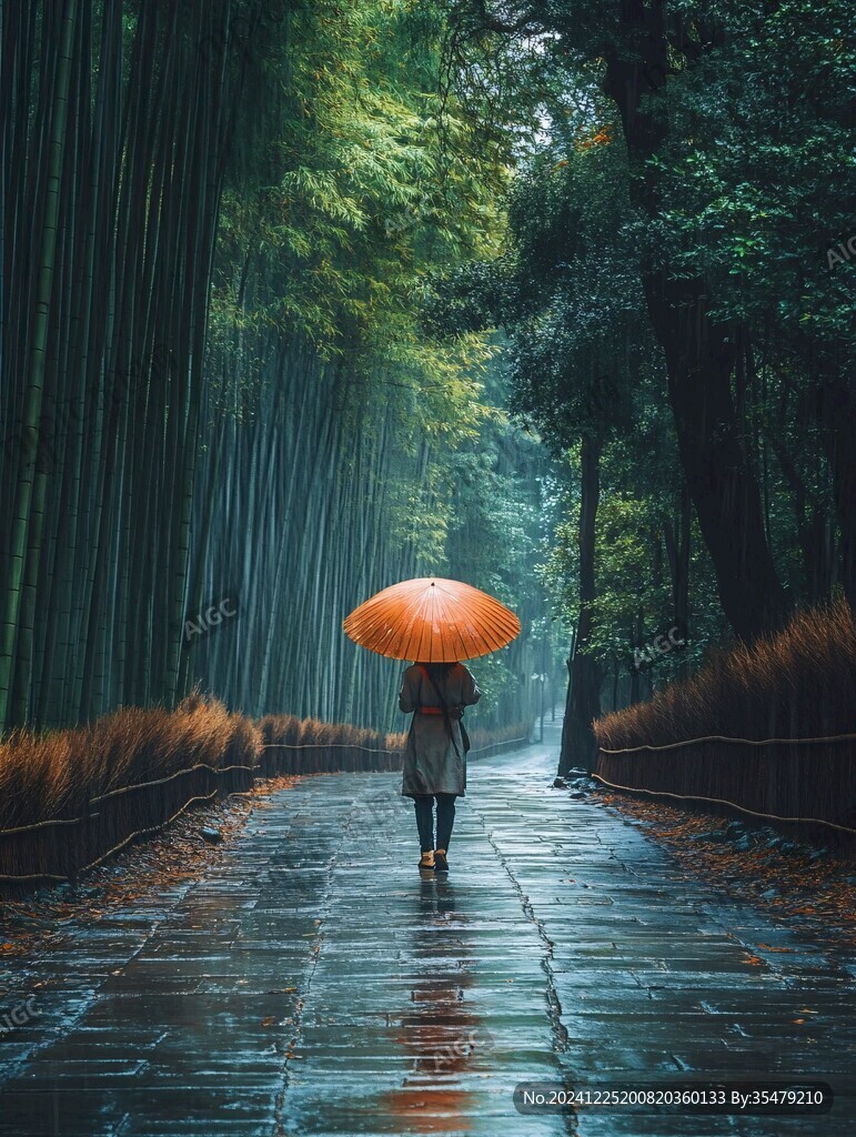 雨中竹林