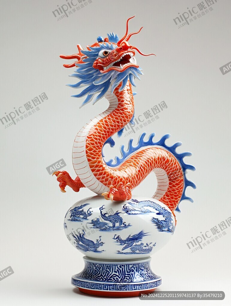 青花紅龍