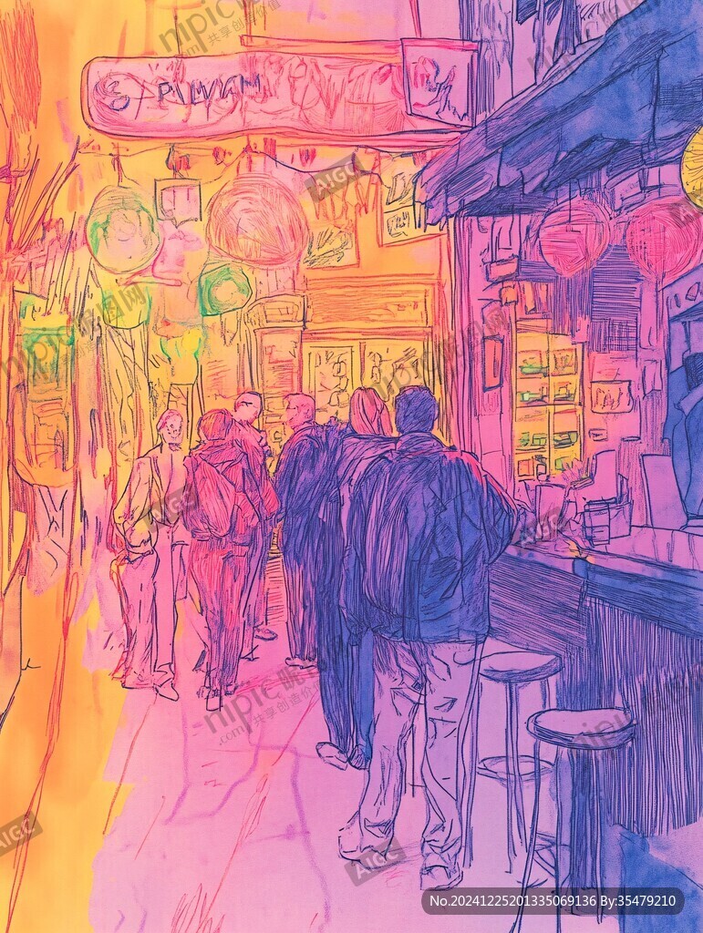廟街插畫