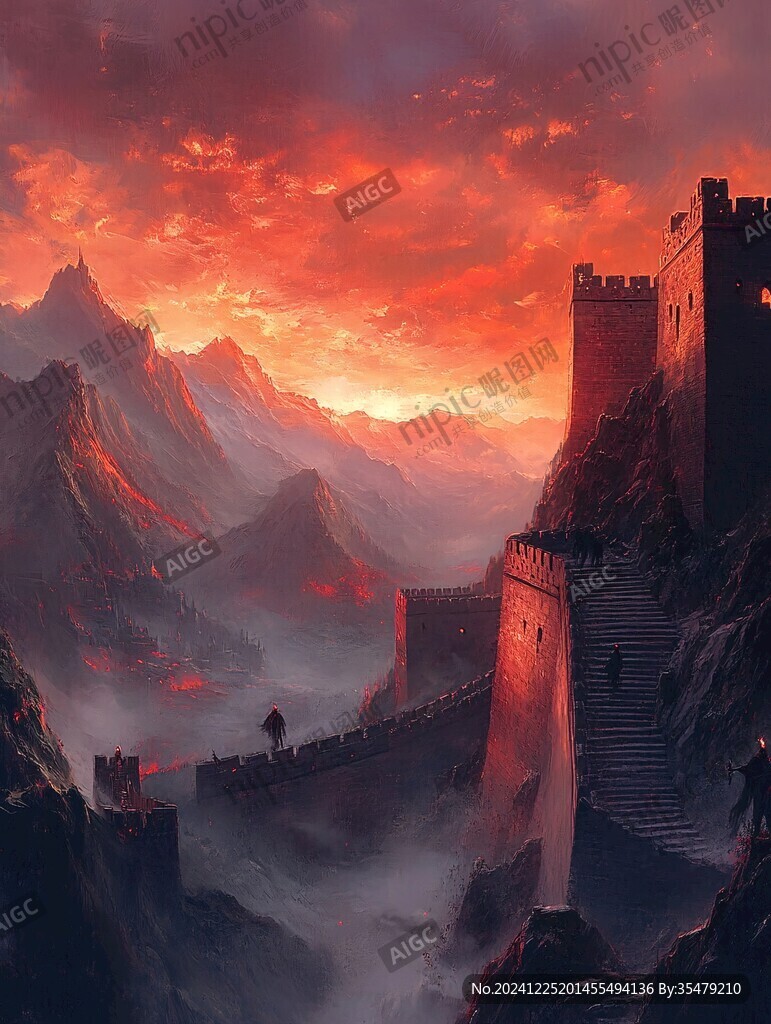 長(zhǎng)城風(fēng)景插畫(huà)