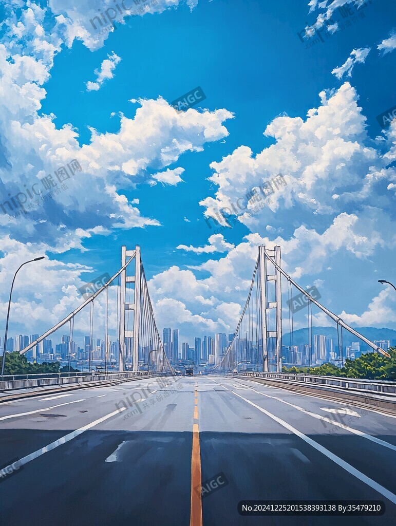 藍天白云建筑大橋
