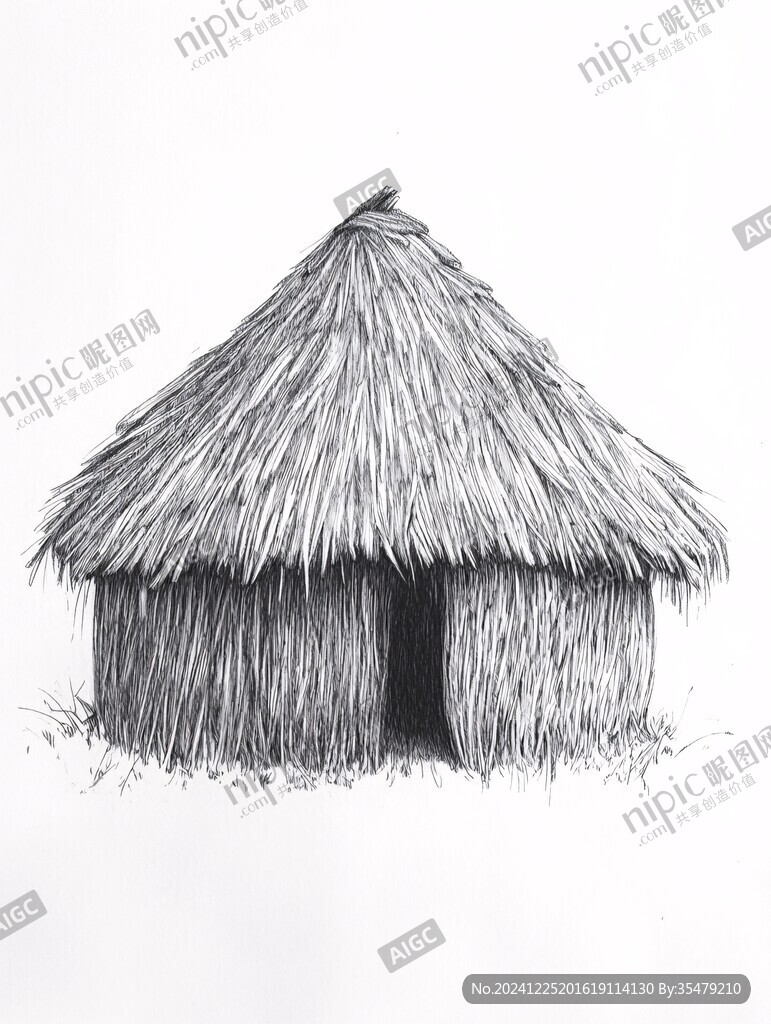 茅草屋插畫