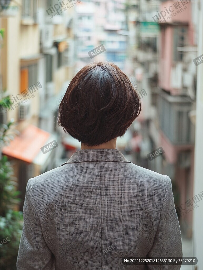 短發(fā)女人背影