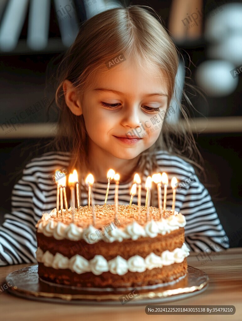 拿生日蠟燭的女孩