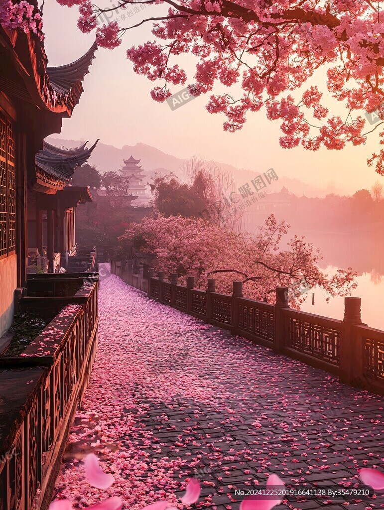粉色春意江南