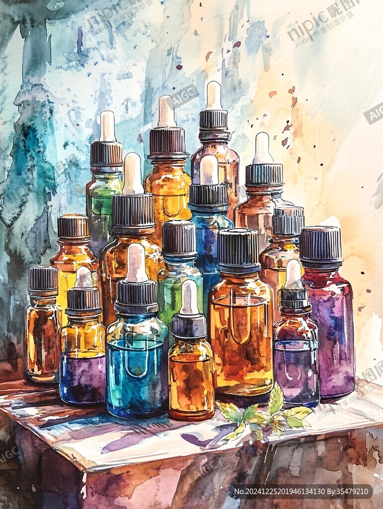 精油手繪插畫