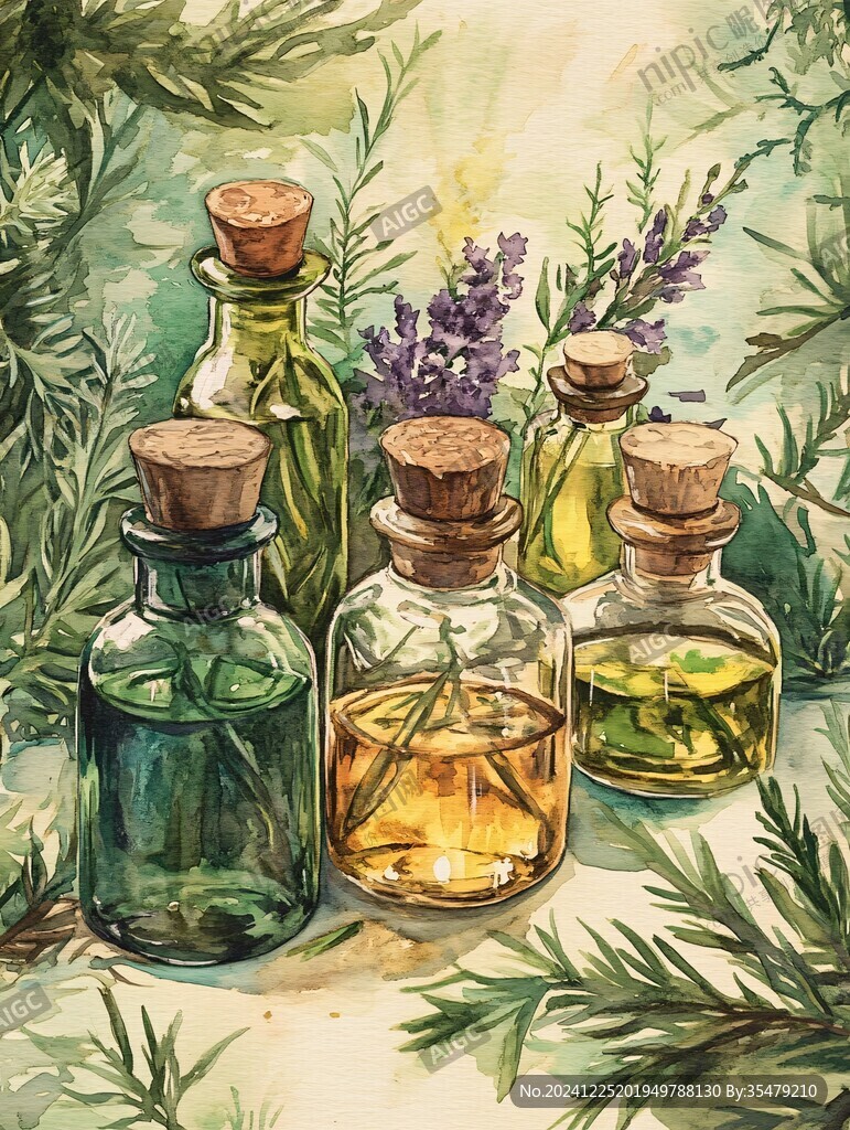 精油香薰插畫