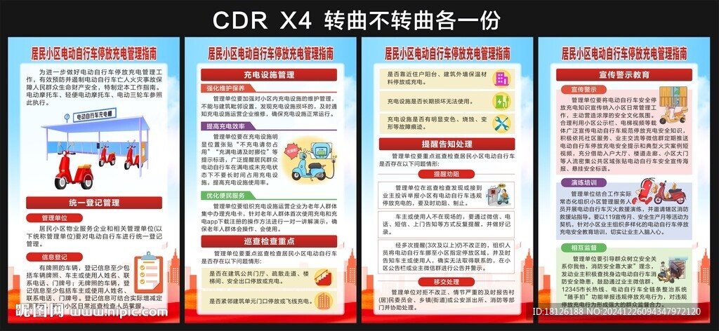 小區電動自行車停放充電管理海報