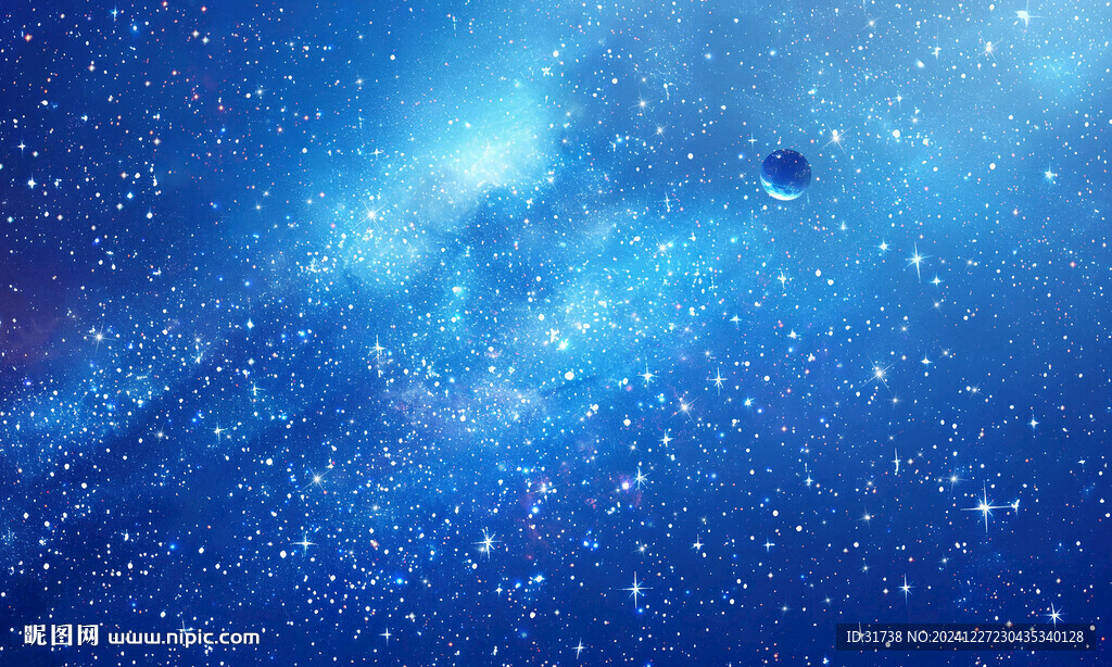 浩瀚藍色宇宙星空背景墻