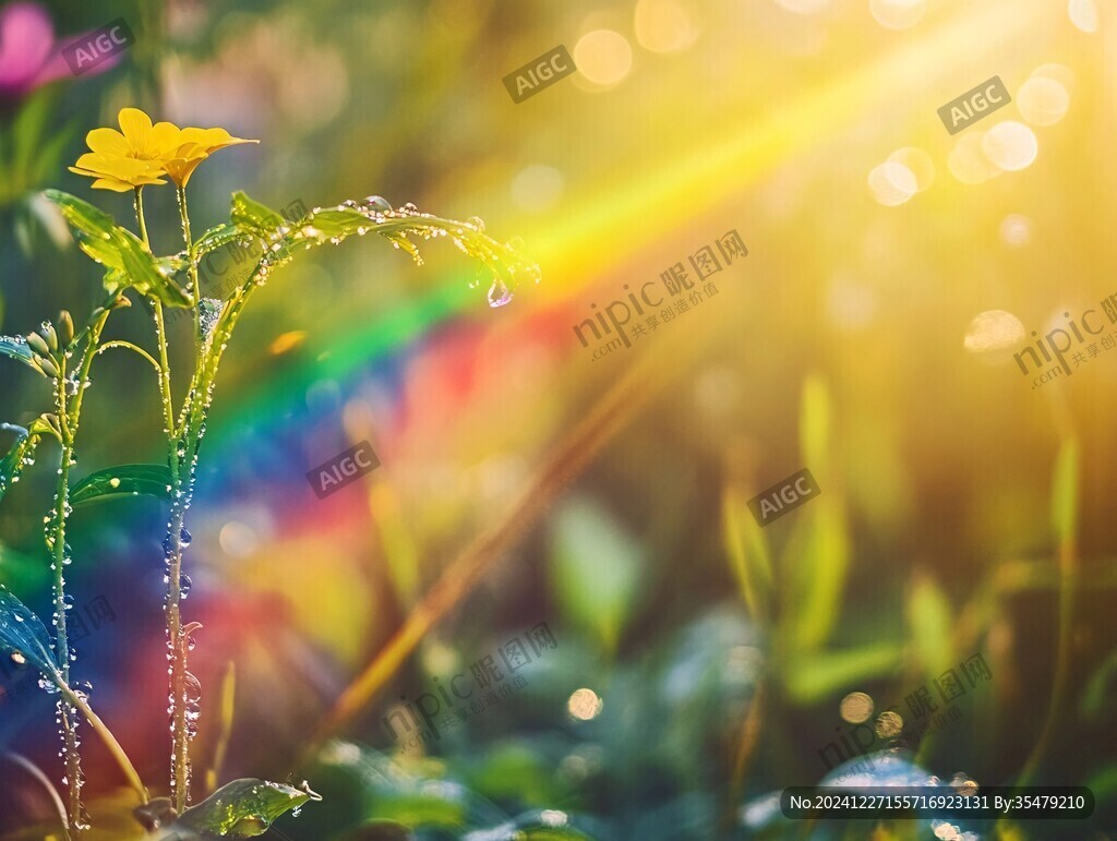 陽光草地露珠