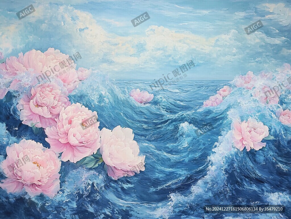 油畫牡丹