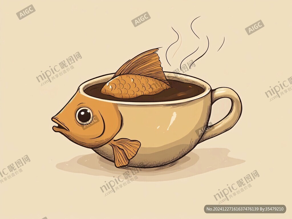 手繪魚湯插畫