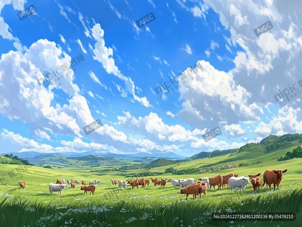 草原風光插畫