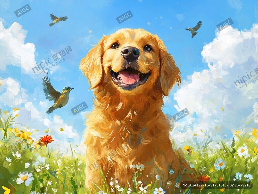 金毛犬插畫