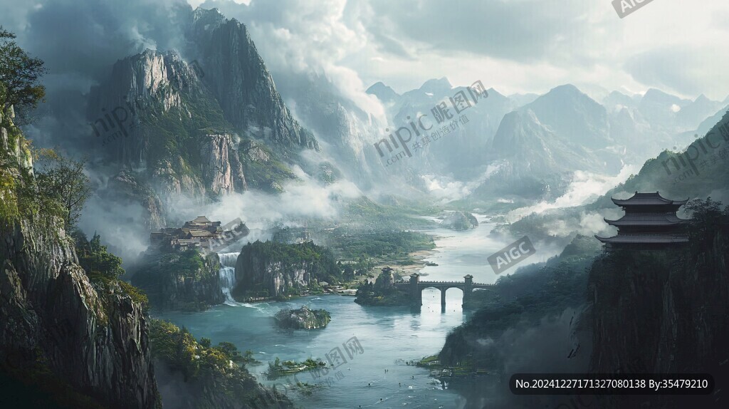 古風山水場景