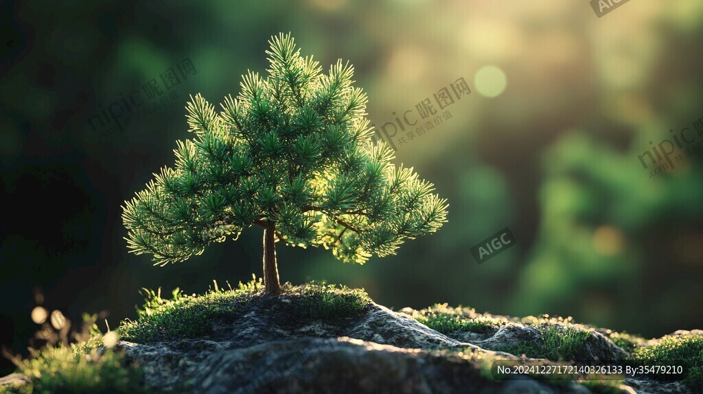 小樹意境圖