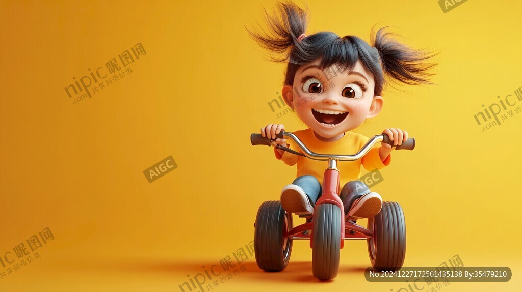 騎滑板車的小女孩兒