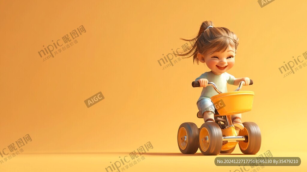 騎滑板車的小女孩兒