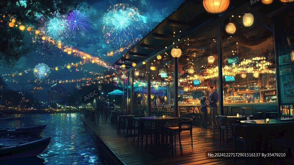 水邊餐廳夜景