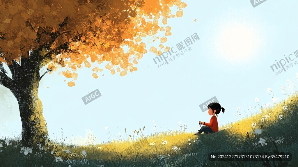 秋天治愈插畫