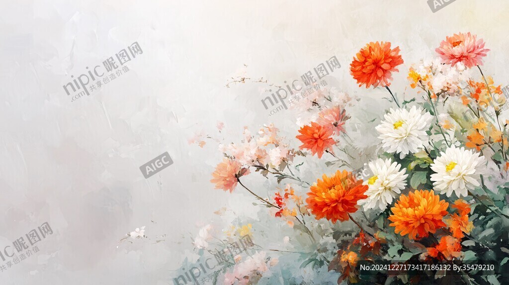 油畫花卉壁紙