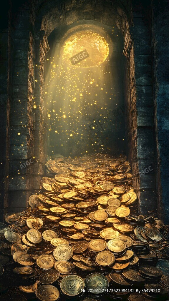 金色錢幣金錢多多