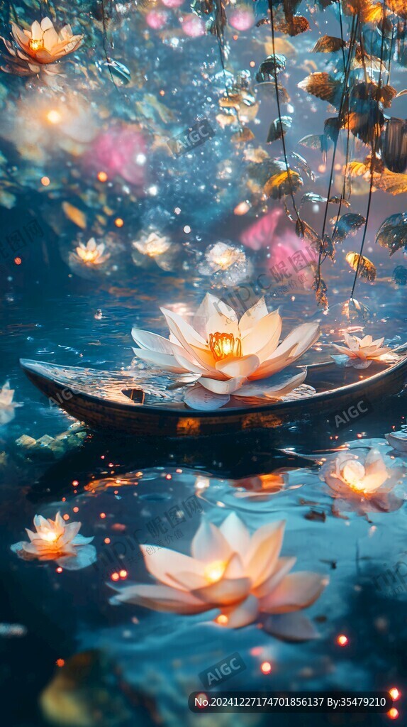 唯美蓮花倒影